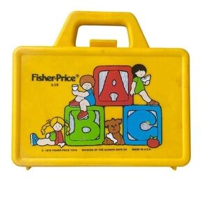 Vintage Plastic 1979 Fisher Price Yellow Alphabet Lunch Box / No Thermos